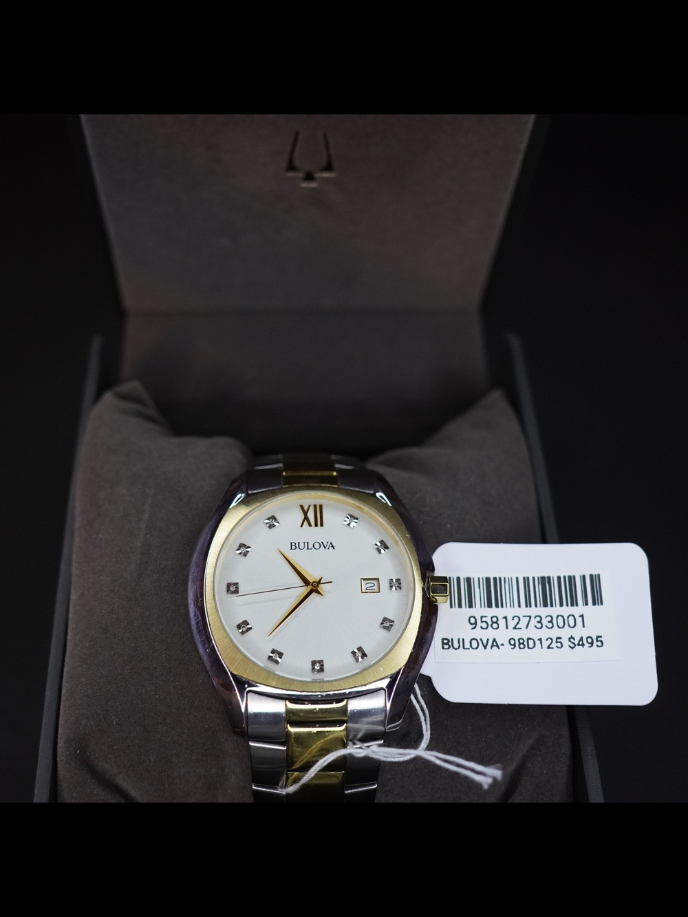 Bulova Men's Diamond Accent Date Indicator Two-Tone 42mm Watch 98D125